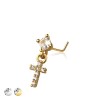 CZ CROSS DANGLE CZ 316L SURGICAL STEEL L-SHAPE NOSE RING